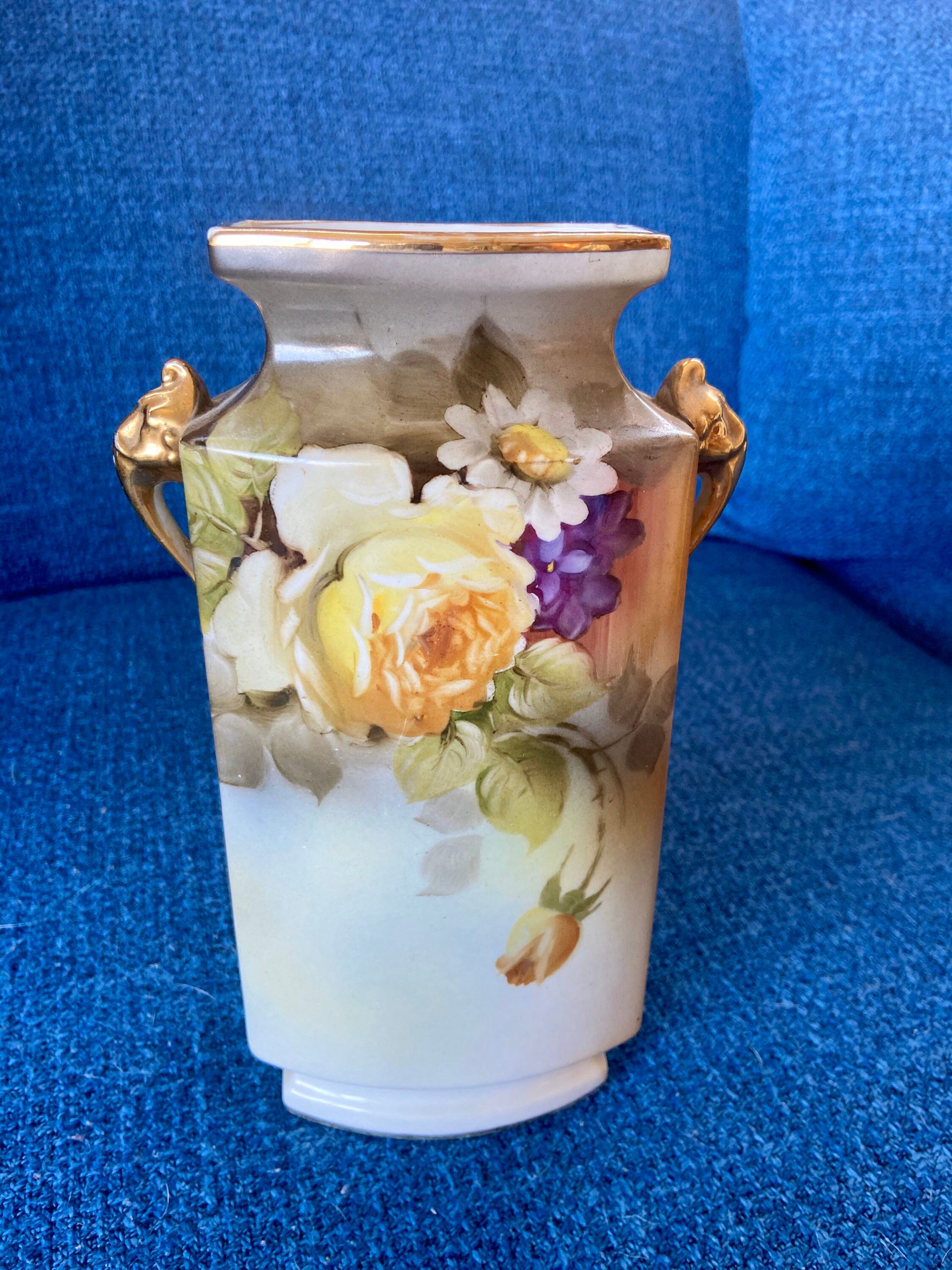 Ceramic Flower Vase with Gold Accents from Japan Etsy