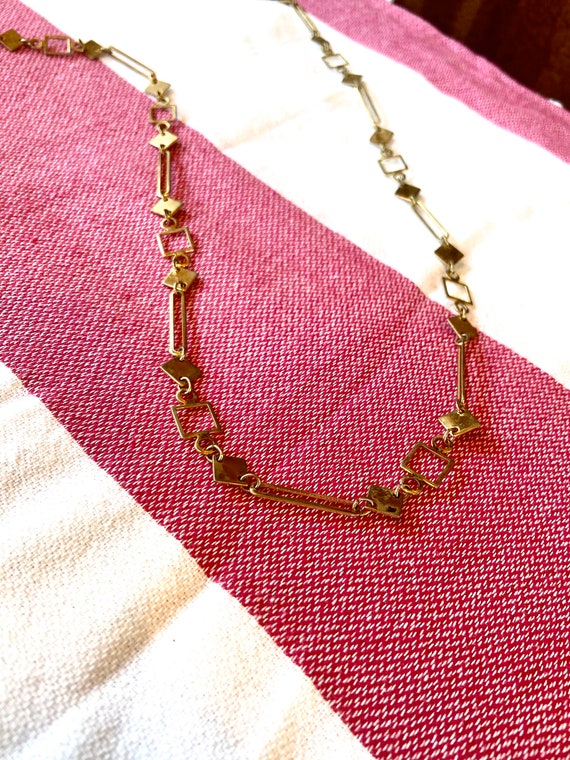 Mid Century Modern Geometric Lariat Necklace/Chain