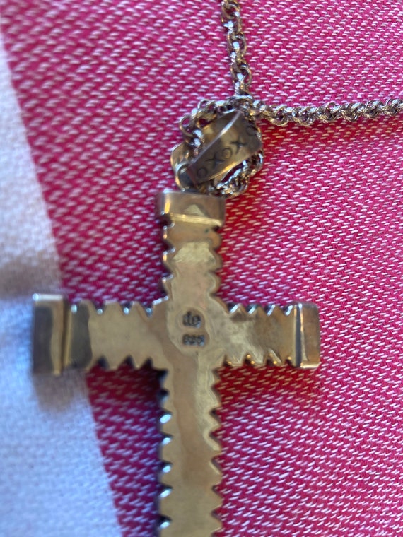 Silver Crucifix Pendant on a Costume Silver Cable… - image 5