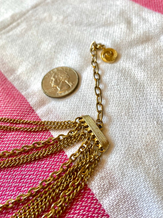 Vintage Multi Strand Brass Chain and Bead Bib Nec… - image 5