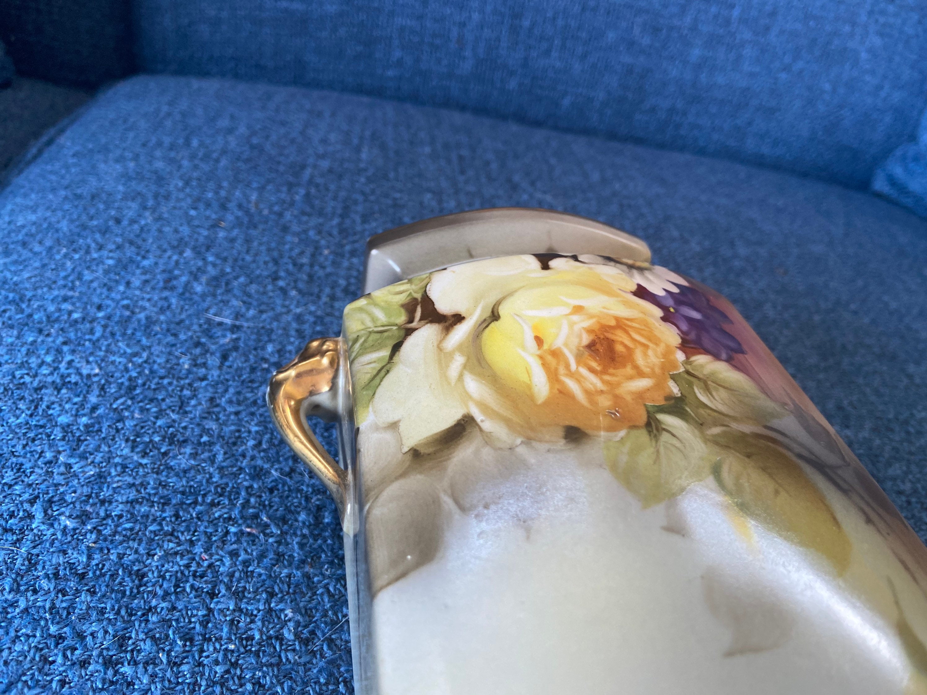 Ceramic Flower Vase with Gold Accents from Japan Etsy