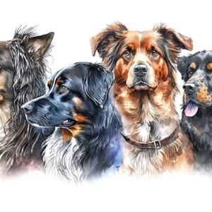 Custom multiple dog painting Watercolor MULTI PET PORTRAIT Multi pet painting Pet portrait Pet loss gift Pet Portrait Multi pet Dogs art