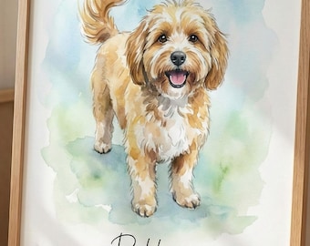 Hand-Painted Watercolor Pet Portrait: Custom Dog Art