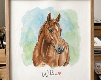 Custom Horse Portrait: Hand-Painted Watercolor Horse Painting