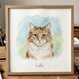 Personalized Pet Portrait: Hand-Painted Watercolor Cat Memorial Gift