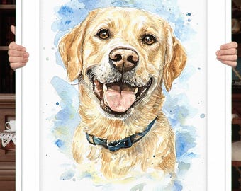 Retrato de mascota en acuarela personalizado: pintura conmemorativa para perros