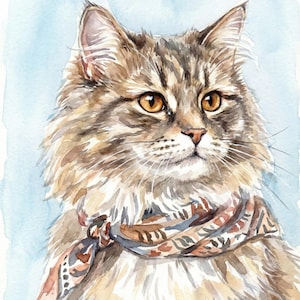 カスタム猫の肖像画：写真から手描きの水彩画ペットアート - Etsy 日本