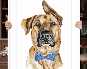 watercolor pet portrait, custom dog portraits, custom portrait pet, pet family portrait, pet portrait hand painted