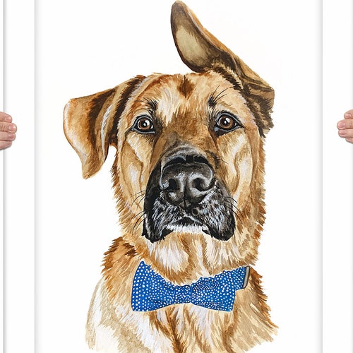 Custom Pet Portrait Watercolor Hand Painted From Your Own Etsy