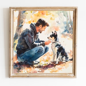 Human and pet, Pet with owner custom portrait, Portrait from photo, Personalized painting, Portrait from photo, Art Commission