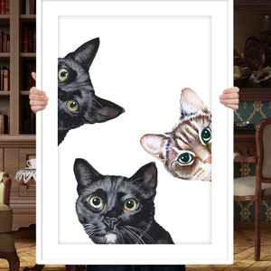 Custom cat portrait, Cat portrait watercolor, CAT, Customized cat painting, Cat mom gift, Funny gift, Personalized cat portrait, Cat owner image 1