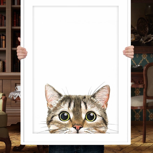 Custom cat painting Cat portrait watercolor PEEKABOO CAT Personalized pet Cat memorial Cat painting Cat portrait Cat art Custom art