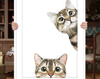 Custom cat portrait, CAT art, Custom cat art, Pet portrait, Cat lovers gift, Gift for her, Gift idea, Cat personalized, personalized gift