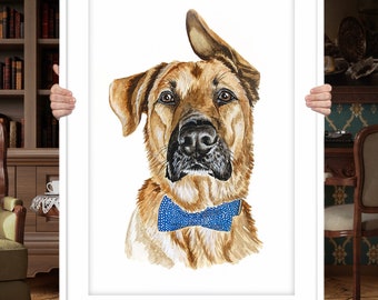 retrato de mascota en acuarela, retratos de perros personalizados, retrato personalizado de mascota, retrato de familia de mascotas, retrato de mascota pintado a mano