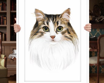 CAT Portrait Custom Cat Portrait Personalized Cat Custom cat Painting Cat Painting Cat Memorial Gift for her Cat Memorial