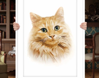 Pintura de gato personalizada Retrato de gato Gato personalizado Memorial del gato Acuarela retrato de mascota Gato Arte Regalo de pérdida de gato