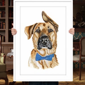 watercolor pet portrait, custom dog portraits, custom portrait pet, pet family portrait, pet portrait hand painted image 1