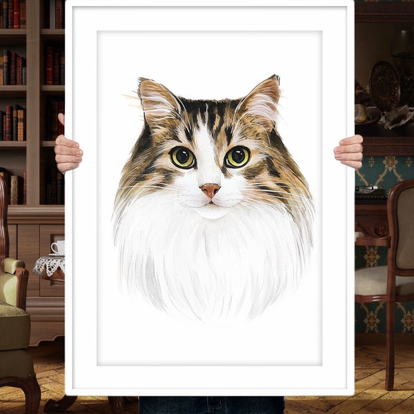 CAT Portrait Custom Cat Portrait Personalized Cat Custom cat Painting Cat Painting Cat Memorial Gift for her Cat Memorial