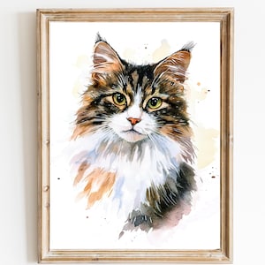 Custom Cat Portrait: Hand-Painted Watercolor Pet Memorial Gift