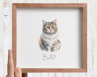 Regalo conmemorativo de mascotas Retrato personalizado de mascotas Mini retrato de gato Pequeño retrato de mascota Retrato de mascota personalizado Pequeño mini gato pintura Regalo de pérdida de mascota