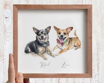 Pet portrait artist  PERSONALIZED DOG PAINTING Watercolor pet portrait