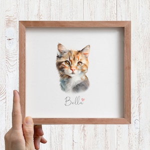 Hand-Painted Watercolor Pet Portrait: Custom Cat Memorial Gift