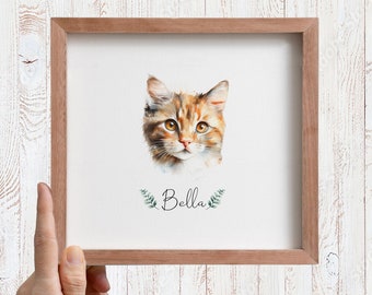 Cat custom art, pet custom art, Pet painting, Mini portrait, Custom cat, Watercolor cat portrait, Custom cat gift, cat portrait from photo