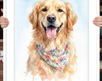 Custom Watercolor Pet Portrait: Peek-a-Boo Dog Art