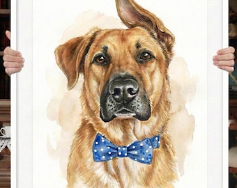 Custom Dog Portrait: Hand-Painted Watercolor Pet Memorial