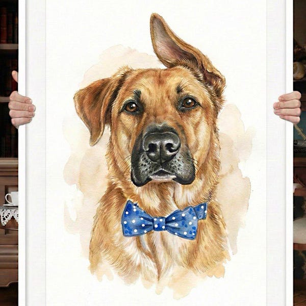 Hand Painted Watercolor Pet Portrait: Custom Dog Art