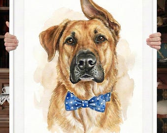 Custom Dog Portrait: Hand-Painted Watercolor Pet Painting