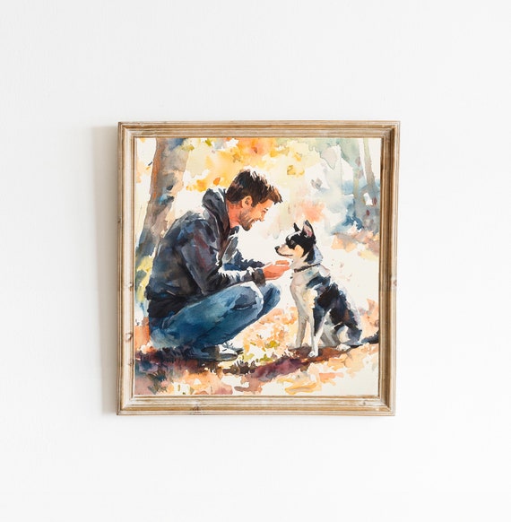 Custom Watercolor Pet & Owner Portrait: Hand-Painted Art Commission