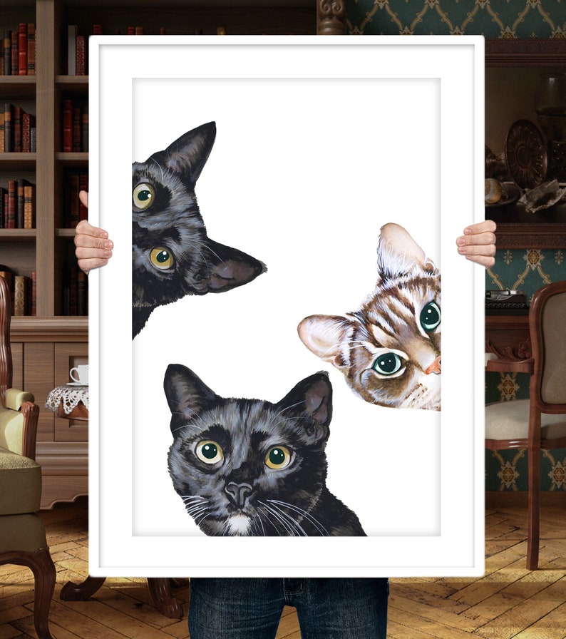 Custom cat portrait, Cat portrait watercolor, CAT, Customized cat painting, Cat mom gift, Funny gift, Personalized cat portrait, Cat owner image 1