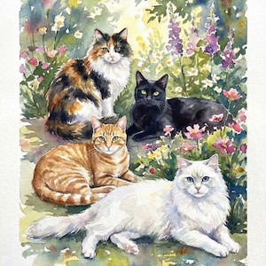 Personalized Pet Portrait: Hand-Painted Watercolor Cat Memorial Gift image 9