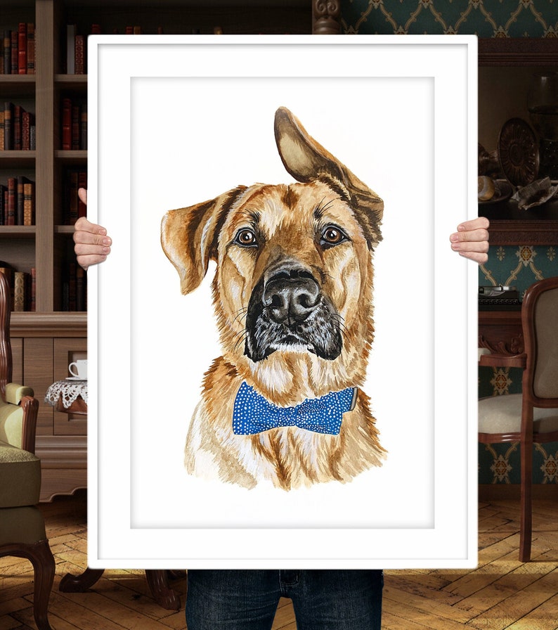 watercolor pet portrait, custom dog portraits, custom portrait pet, pet family portrait, pet portrait hand painted imagem 1