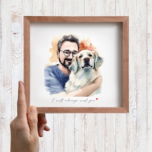 Retrato personalizado de mascota y dueño en acuarela: Arte pintado a mano por encargo imagen 10