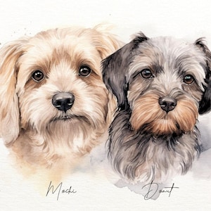 2匹の犬のペットの絵画 複数のペットのカスタムポートレート ペットのカスタムポートレート ペットのポートレート 犬のカスタムポートレート 水彩画のカスタムポートレート 犬のアート