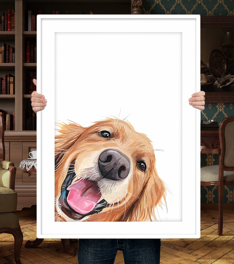 Pet Painting PEEKABOO Pet Portrait Dog Portrait Pet Lovers Gift Pet Loss Gift Dog Personalized Pet Portrait Custom Dog Dog Drawing 