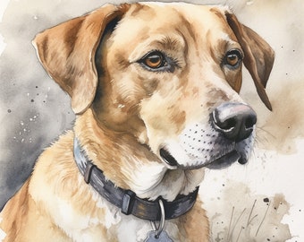 Custom Watercolor Pet Portrait: Dog Memorial Painting, Pet Loss Gift