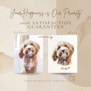 Retrato personalizado de mascota y dueño en acuarela: Arte pintado a mano por encargo imagen 3