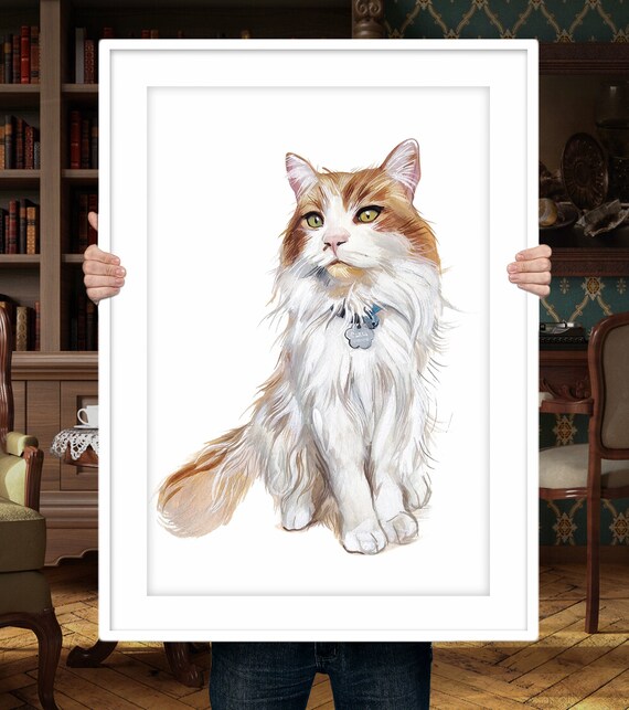 Aquarelle Portrait De Chat Peinture De Chat Personnalisee Etsy Canada