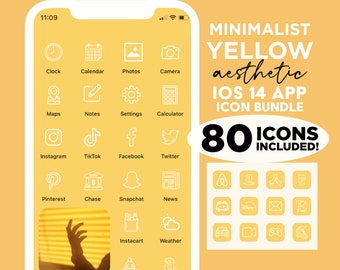photo Aesthetic App Logos Yellow Pastel Messages minimalist app icons iphone ios14