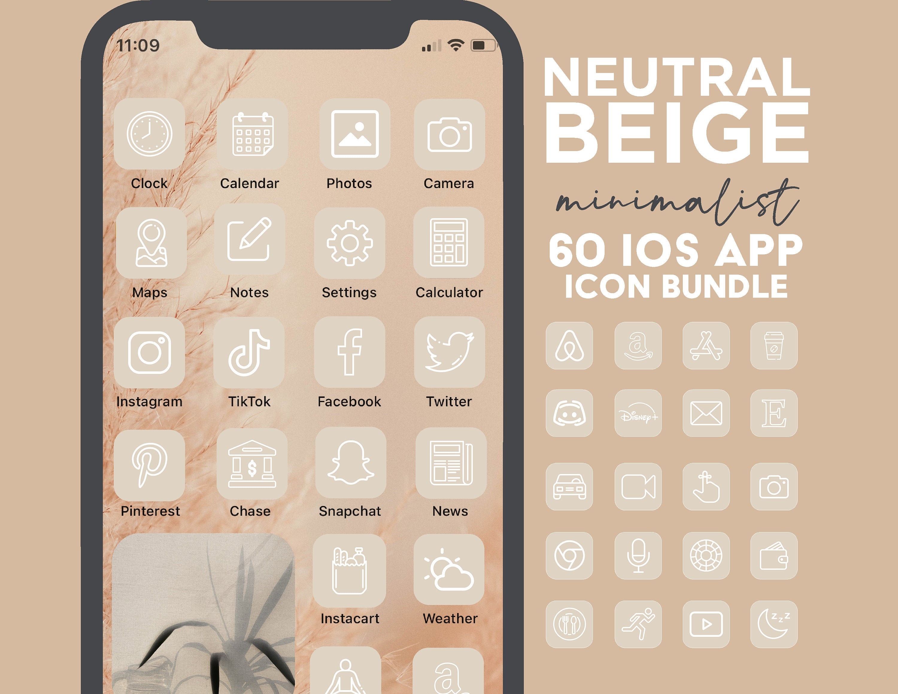 60 Beige IOS14 App Icons Natural Beige App Covers Minimalist Etsy