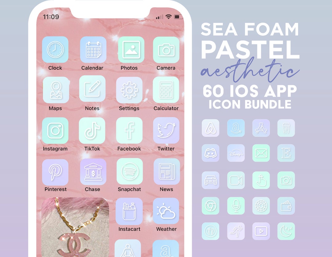 Pastel Aesthetic iPhone Ios14 App Icons | 60 App Pack | Pastel Blue