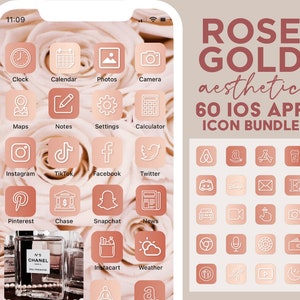IOS14 App Icons, Rose Gold Theme, Icons Bundle, IOS14 App Covers, IOS 14, IOS Icons Bundle, IOS14 Aesthetic, Pink Icons for iPhone, IOS14