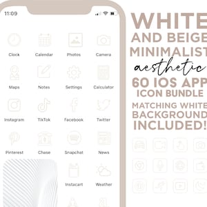 60 iOS14 App Icons, Minimalist White Theme, App Covers, Icons Bundle, iOS14 App Covers, iOS 14, IOS Templates, iOS Themes, Icons for iPhone