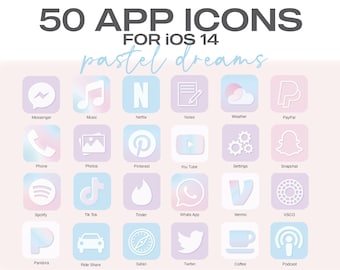 Pastel Aesthetic iPhone iOS14 App Icons | 50 App Pack | Pink App Covers | Girly App Icons | iOS 14 App Covers for iPhone