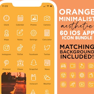 Orange Aesthetic iOS 14 App Icons | Orange App Covers for iOS 14 iPhone | App Icon Cover Theme