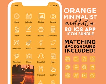 Orange Aesthetic iOS 14 App Icons | Orange App Covers pour iOS 14 iPhone | Thème de couverture de l’icône de l’application