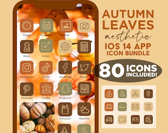Boho ästhetische iOS 14 App Icons - 80 App Icon Bundle für iOS - IOS Thema für iPhone - Herbst App Abdeckungen - iOS 14 App Icons